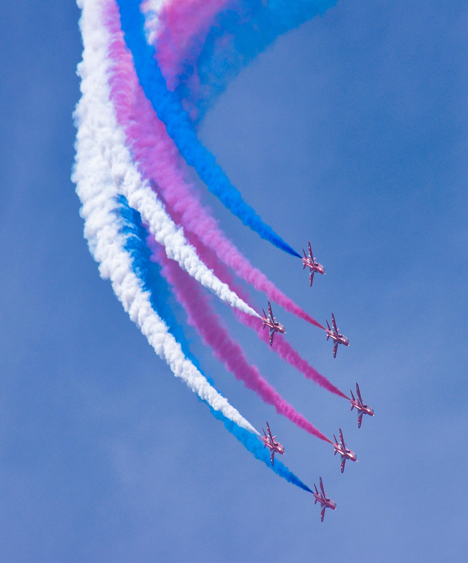 Red Arrows in formation over the UK