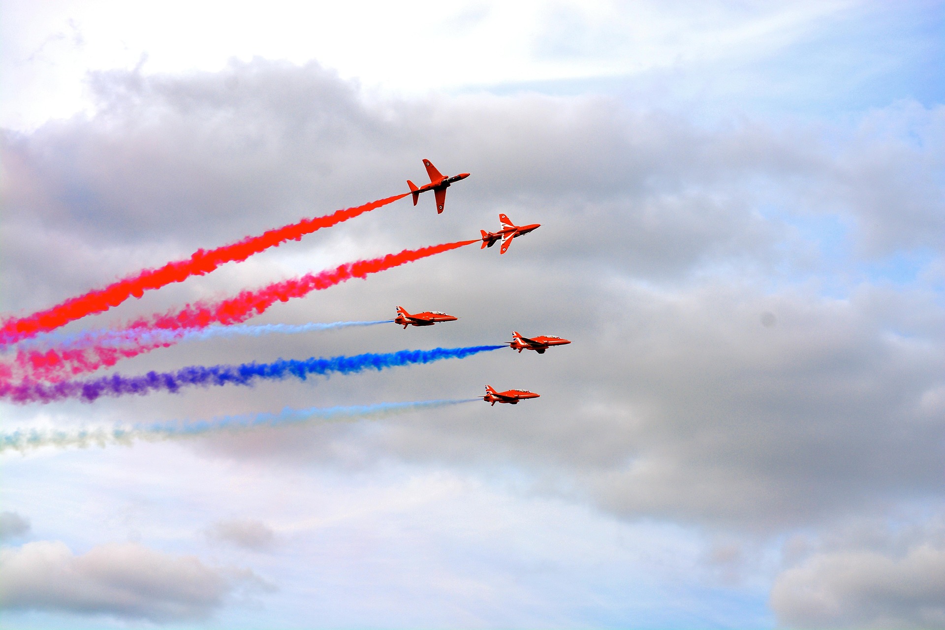 Red Arrows display at a UK airshow